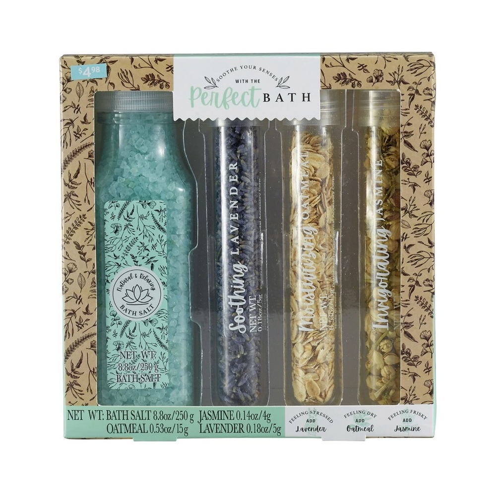 4/$20 U Style Bath Set Bath Salt, Aromatherapy Elements & Reusable Mesh Bag